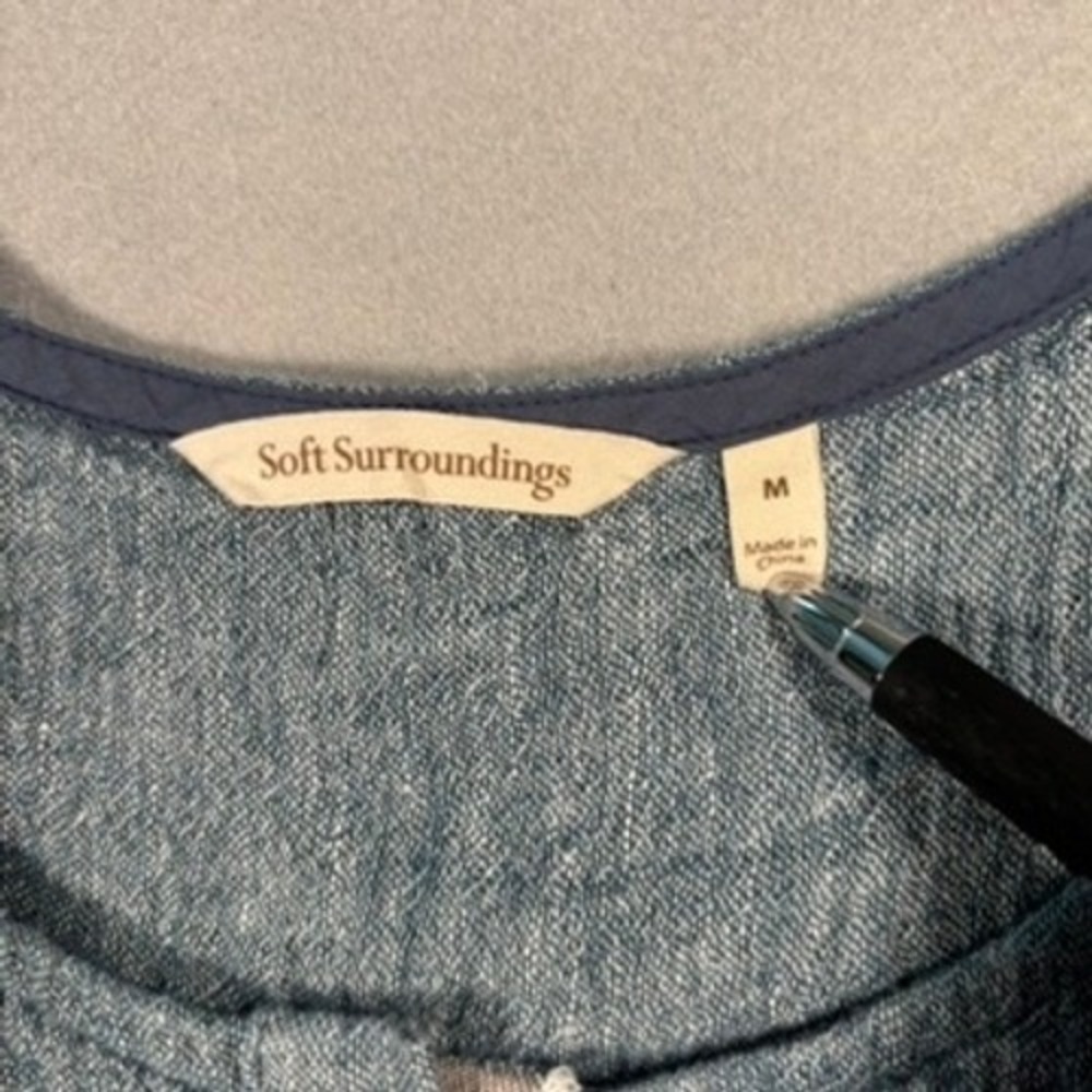 Soft Surroundings Blue Melange Knit Long Sleeve Tunic Top M Cozy Button Detail‎ - Picture 3 of 8